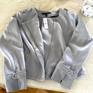 Light grey Ultra suede moto jacket